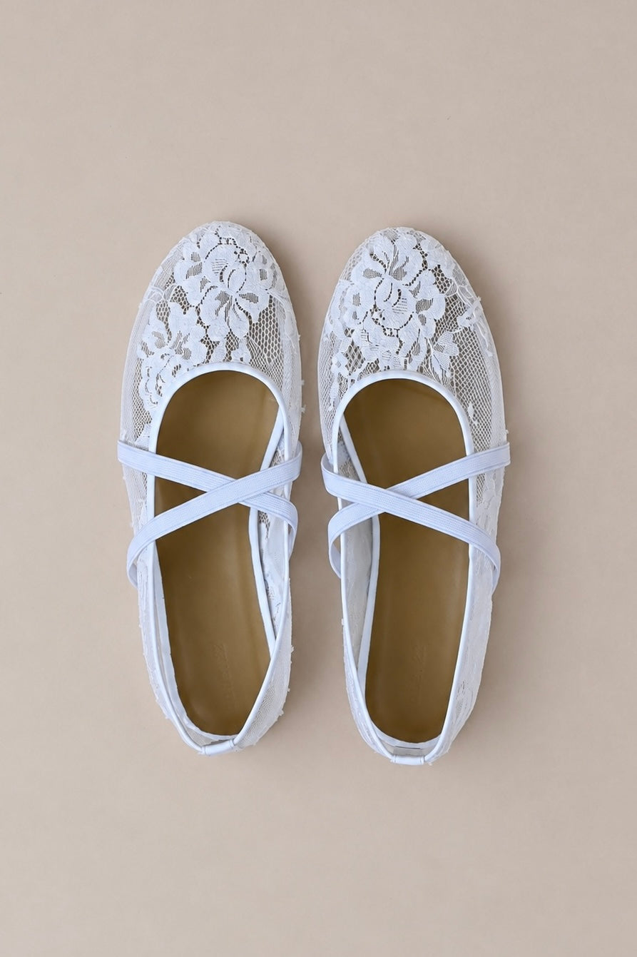 The Lattice Ballerina - White Embroidery